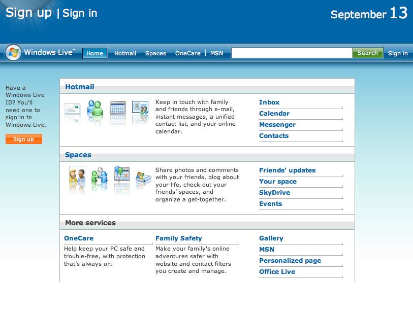 Windows Live Homepage (2008)